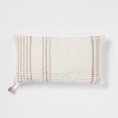 Oversized Woven Striped Lumbar Throw Pillow with Tassel Zipper - Threshold™ | Target