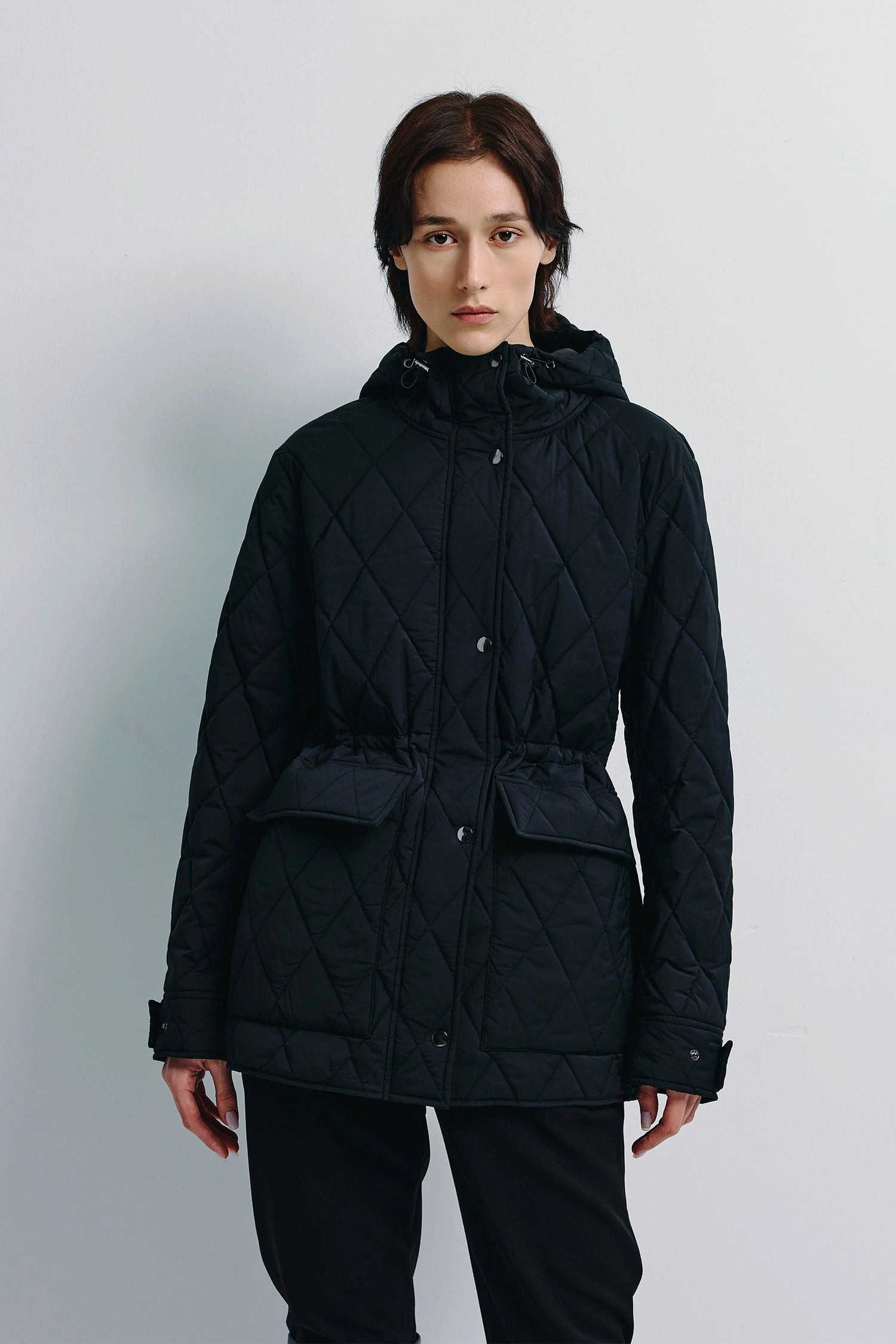 Donnes Black Quilted Hoody Jacket | Lightweight Modern Style | Rue Sophie