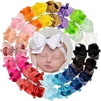 20 Pcs 6" Hair Bow Baby Girls Toddlers Headbands Head Wear Hair Band Accessory | Amazon (US)
