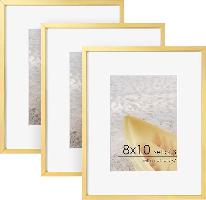 8x10 Picture Frame | 8x10 Metal Picture Frame With Mat | 8 x 10 Aluminum Photo Frame | Plexiglass... | Amazon (US)