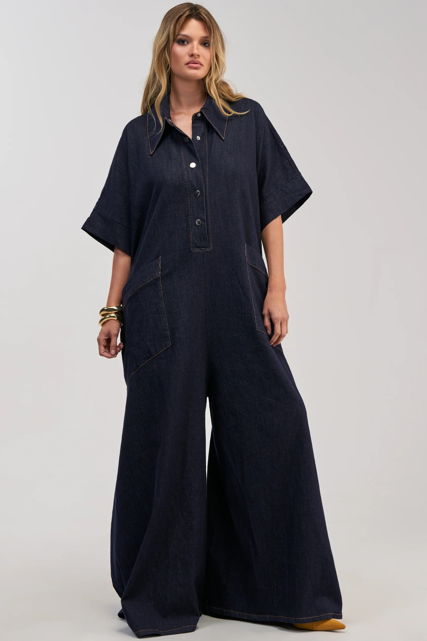 THE BEST OVERSIZED DENIM JUMPSUIT IN DARK BLUE DENIM | AKIRA