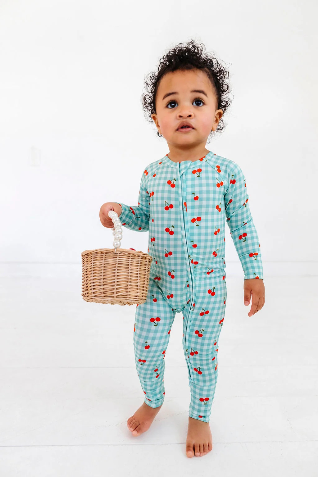 Cherry Gingham Zipper Romper | In My Jammers