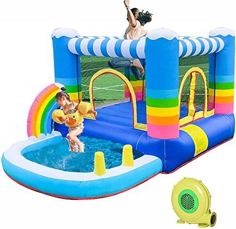 HIJOFUN Inflatable Bounce House with Blower,Jumping Castles for Kids with Pool Indoor Outdoor ... | Amazon (US)