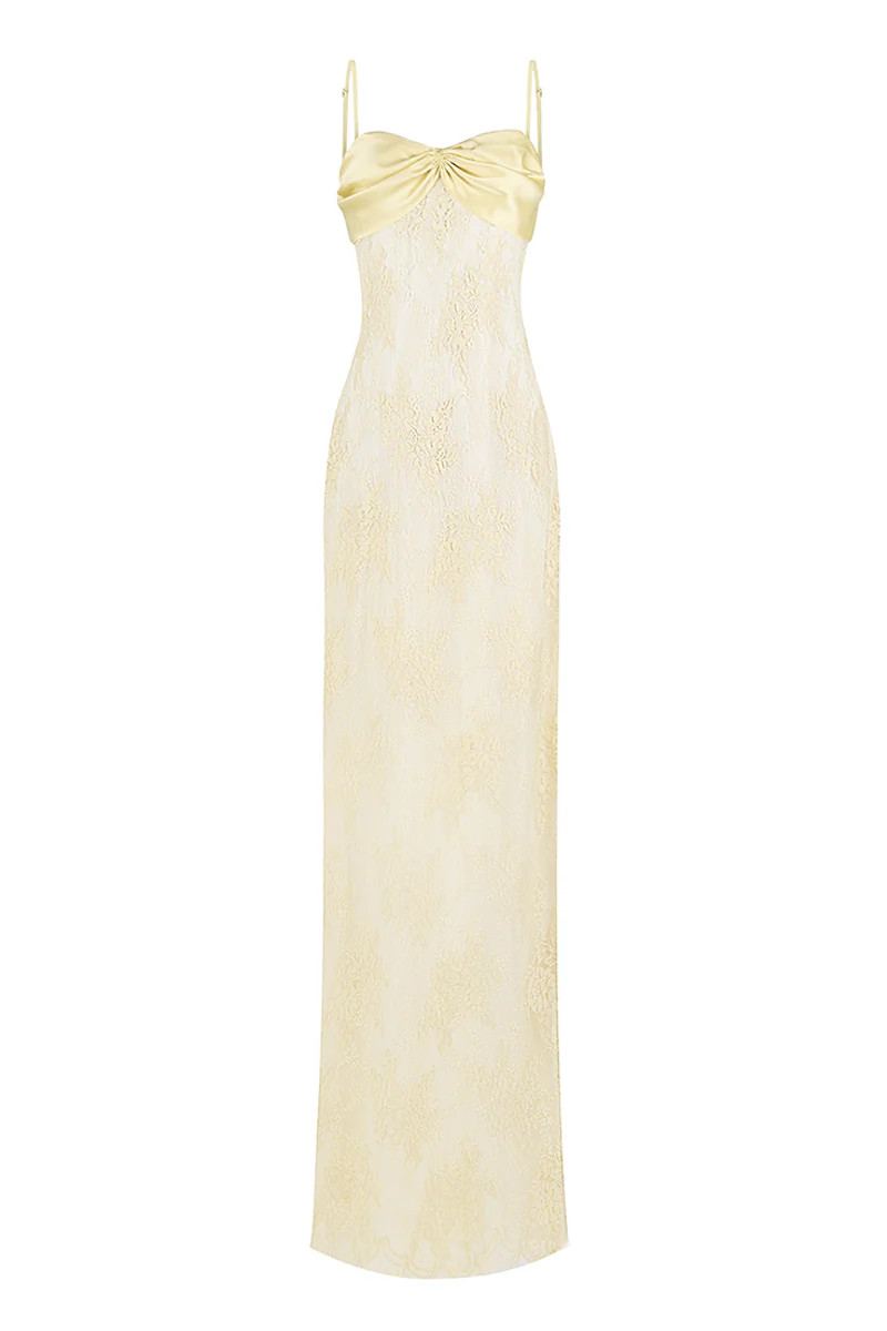 SWAN SLIP LACE YELLOW MAXI DRESS | Stolen Stores | CULT MIA | CULT MIA UK LTD