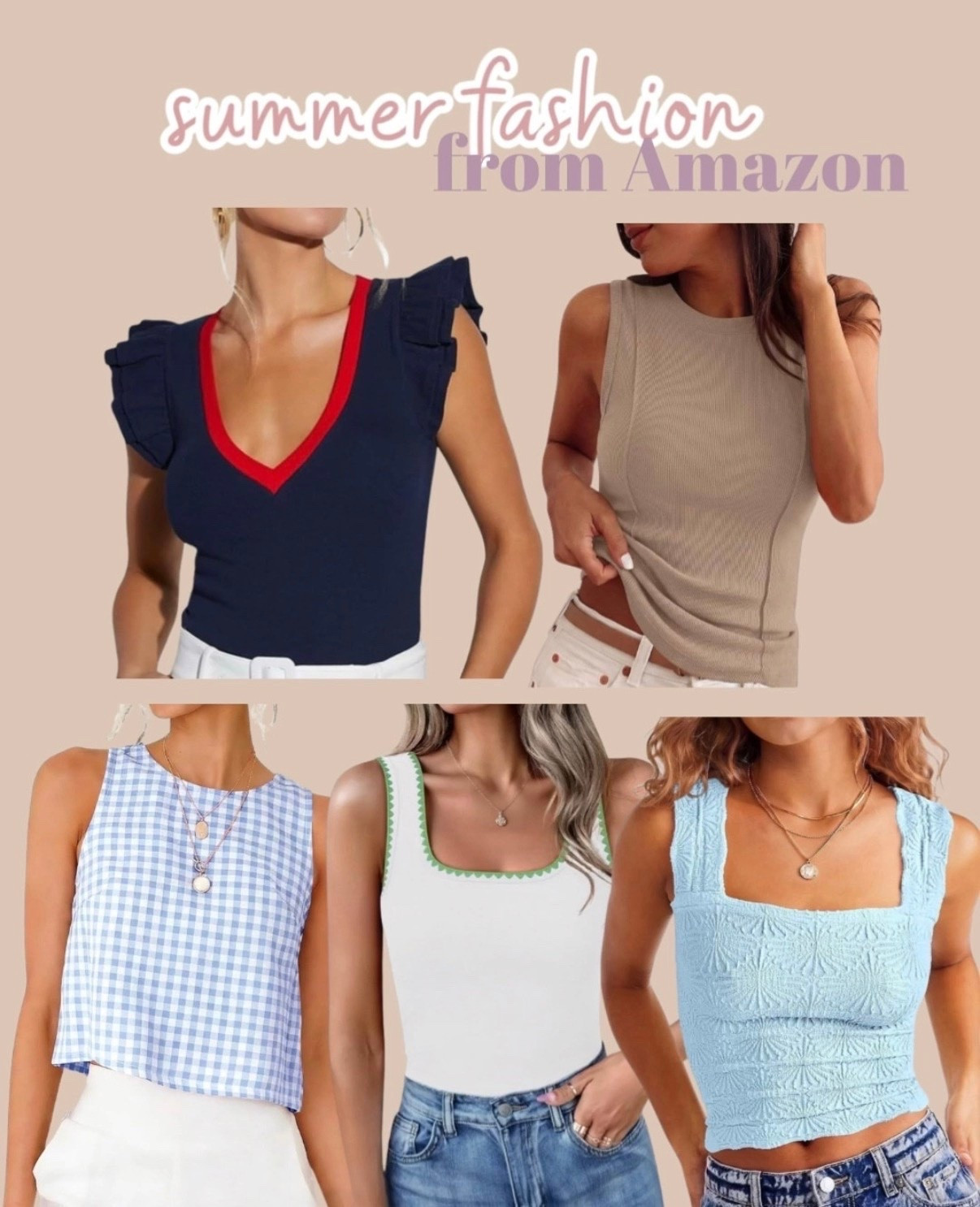 Summer outfit idea from Amazon 
Casual summer outfit 
Amazon ootd 
Spring outfit ideas for 2026
Resort wear 
Denim shorts 
White tank top 
Brown sandals
Amazon fashion 
Outfits for moms #LTKMothersDay

#LTKootd #LTKTravel #LTKSaleAlert
