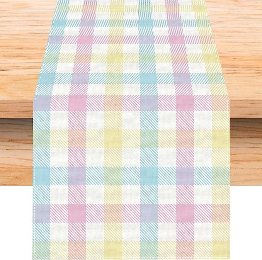Linen Buffalo Check Plaid Spring Table Runner 72 Inches Long Farmhouse Spring Summer Easter Table... | Amazon (US)