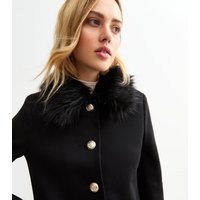 Women's Black Faux Fur Collar Coat New Look | New Look (UK)