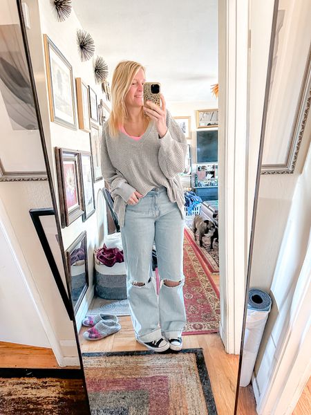 Front tucking an oversized shirt always gives it a different look! 

grey top large
jeans 31 xlong
shoes 8



#LTKover40 #LTKfindsunder50 #LTKstyletip