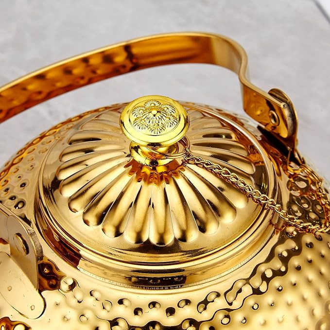 SANQIAHOME Antique 1.2L (40Oz) Stainless Steel Teapot with Infuser Gold | Amazon (US)