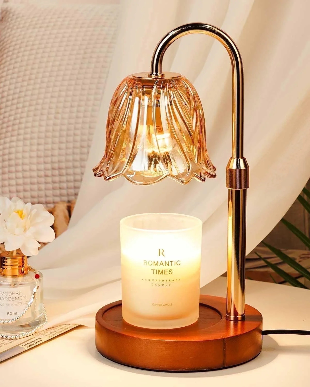 Funistree Flower Candle Warmer Lamp with Timer and Dimmer, Electric Top Down Wax Melter for Jar C... | Walmart (US)