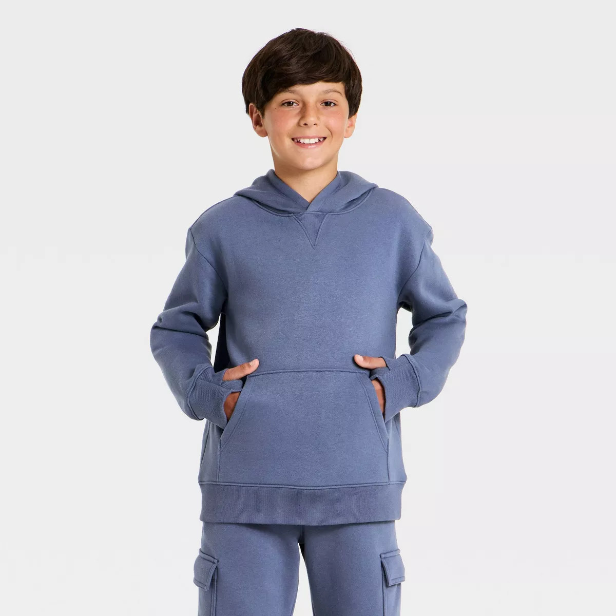 Boys' Active Comfort Fleece Pullover Hoodie - All In Motion\u2122 Slate Blue XXL | Target