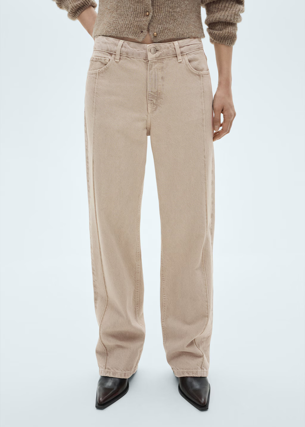 Wideleg jeans with seam detail - Women | MANGO United Kingdom | MANGO (UK)