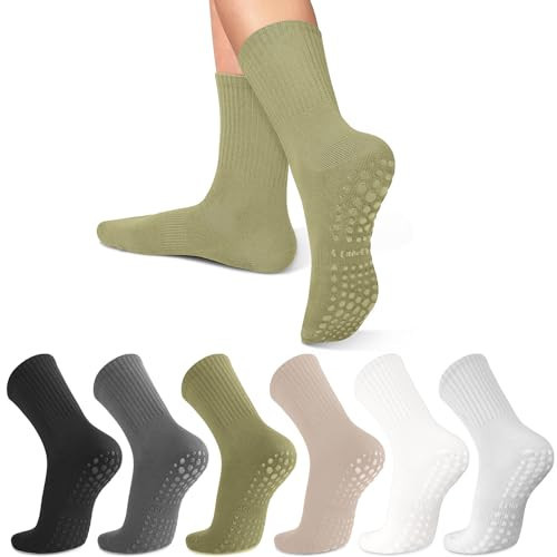 lilisilk 6 Pairs Pilates Socks with Grips for Women-Non-Slip Yoga Socks for Ballet Dance Barefoot Workout Pregnant Crew Socks | Amazon (US)