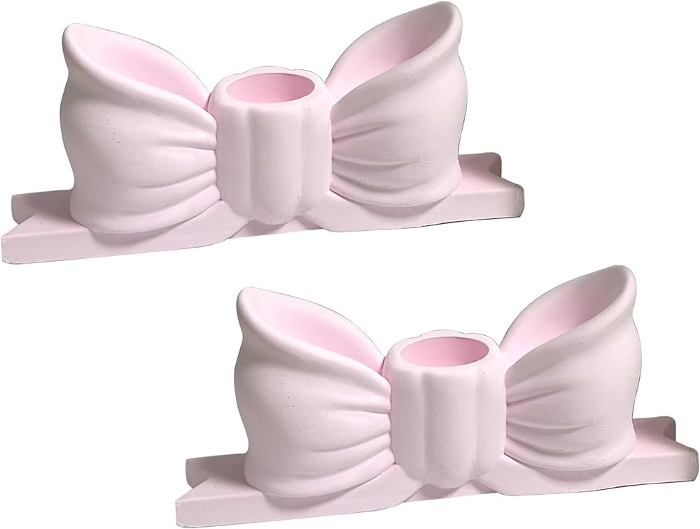 Candle Holder Set of 2, Bow Candlestick Holders Fit 0.59 Inch Candles, Gypsum Candelabra Decorati... | Amazon (US)