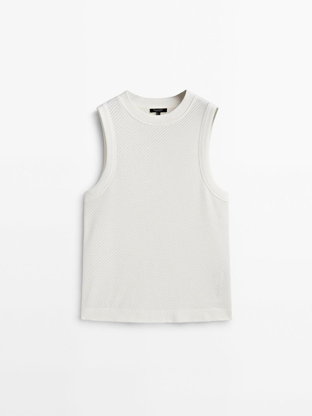 Textured cotton blend top | Massimo Dutti US