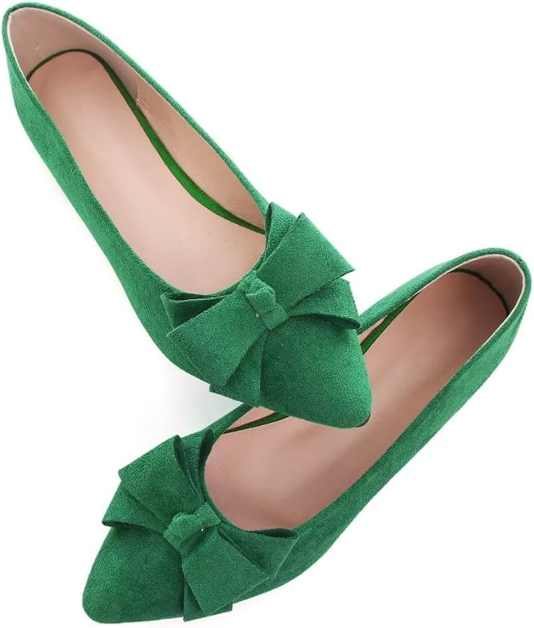 TN TANGNEST Women's Summer Flats Comfortable Pointed Toe Bowknot Dress Flats Slip On Suede Ballet... | Amazon (US)