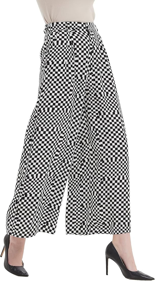 Tronjori Women High Waist Casual Wide Leg Long Palazzo Pants Trousers Regular Size | Amazon (US)