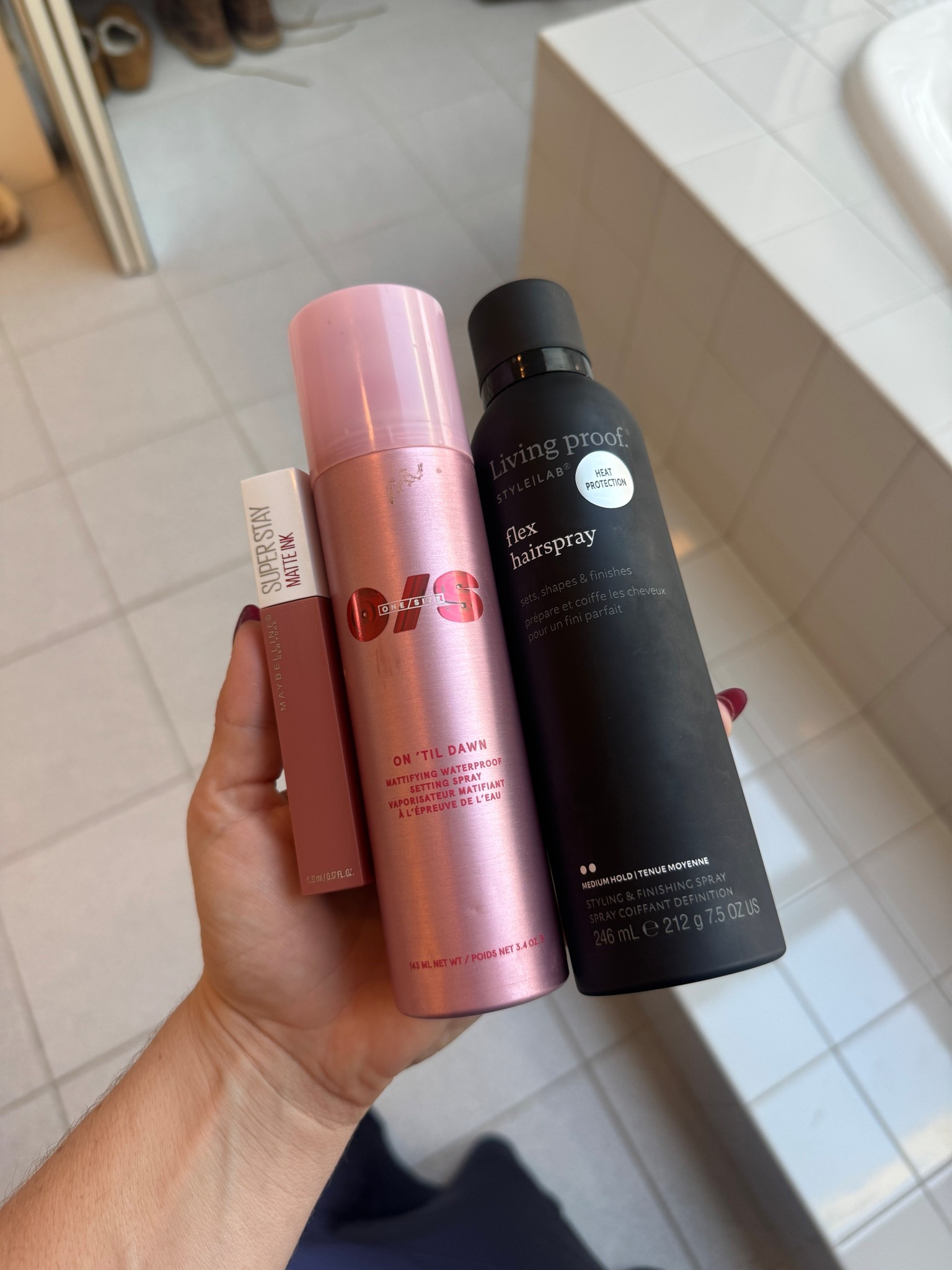 The essentials when you need your look to STAY all day! My fav hair spray which is on sale and my ride or die lip. 