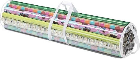 Whitmor Gift Wrap Organizer 41 Inch, Clear/White | Amazon (US)