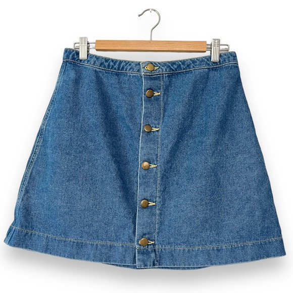 American Apparel Blue Denim Button Front Mini Skirt Size Large | Poshmark