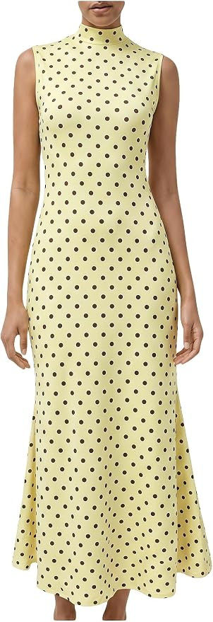 Milumia Women's Polka Dots Maxi Tank Dress Vintage Mock Neck Long Dresses | Elegant, Sleeveless, ... | Amazon (US)