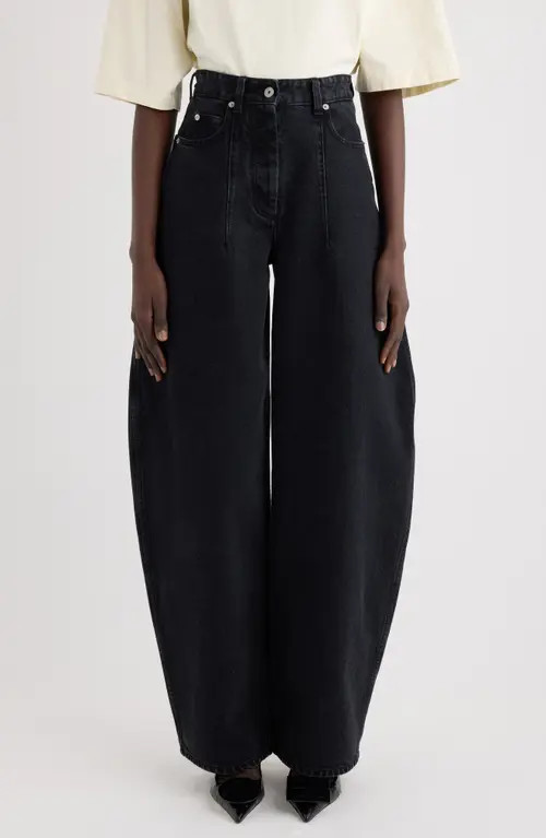 Jacquemus Le De-Nîmes Ovalo Barrel Leg Jeans in Black at Nordstrom, Size 25 | Nordstrom