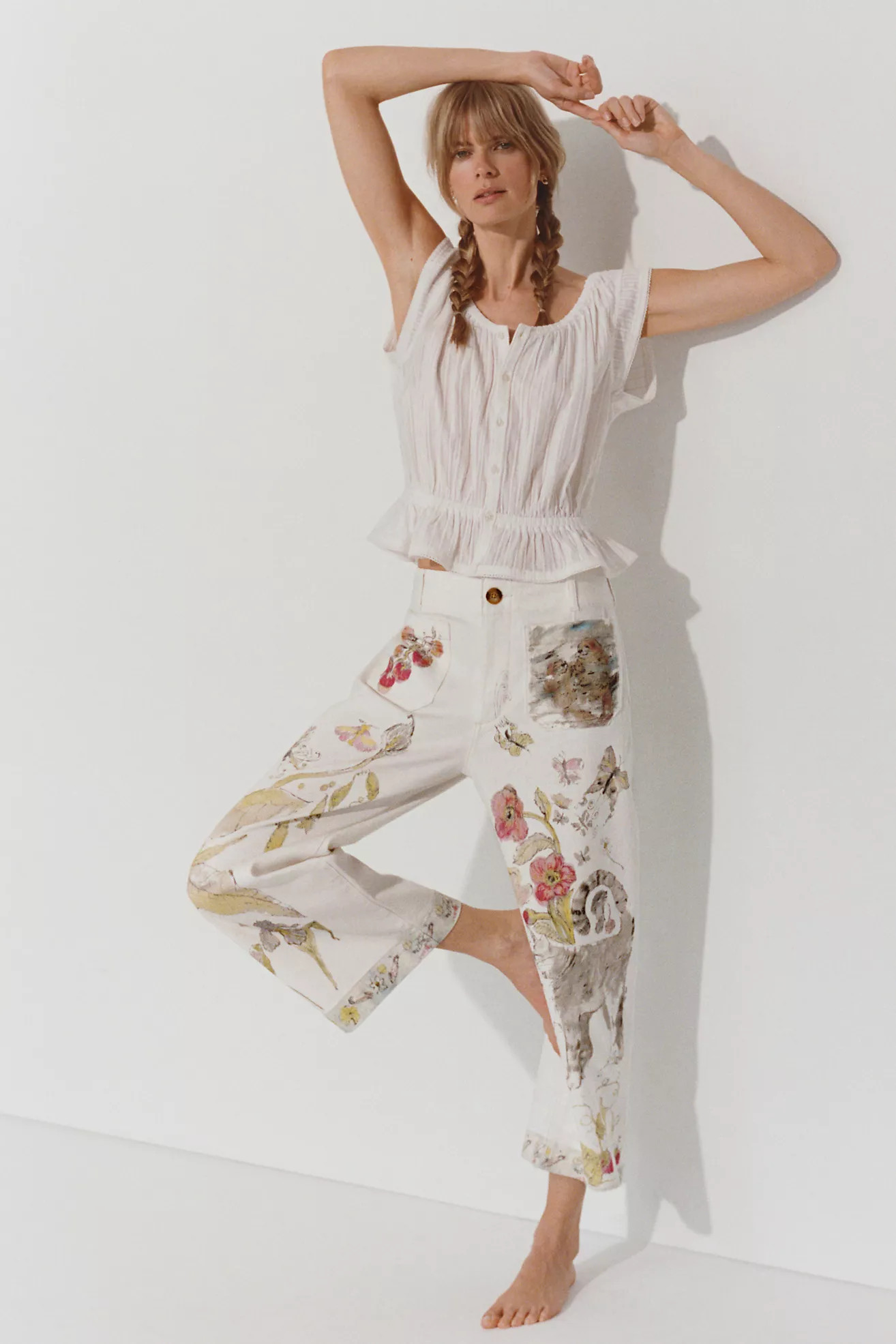The Colette Denim High-Rise Cropped Wide-Leg Jeans by Maeve: Swan Gossip Edition | Anthropologie (US)