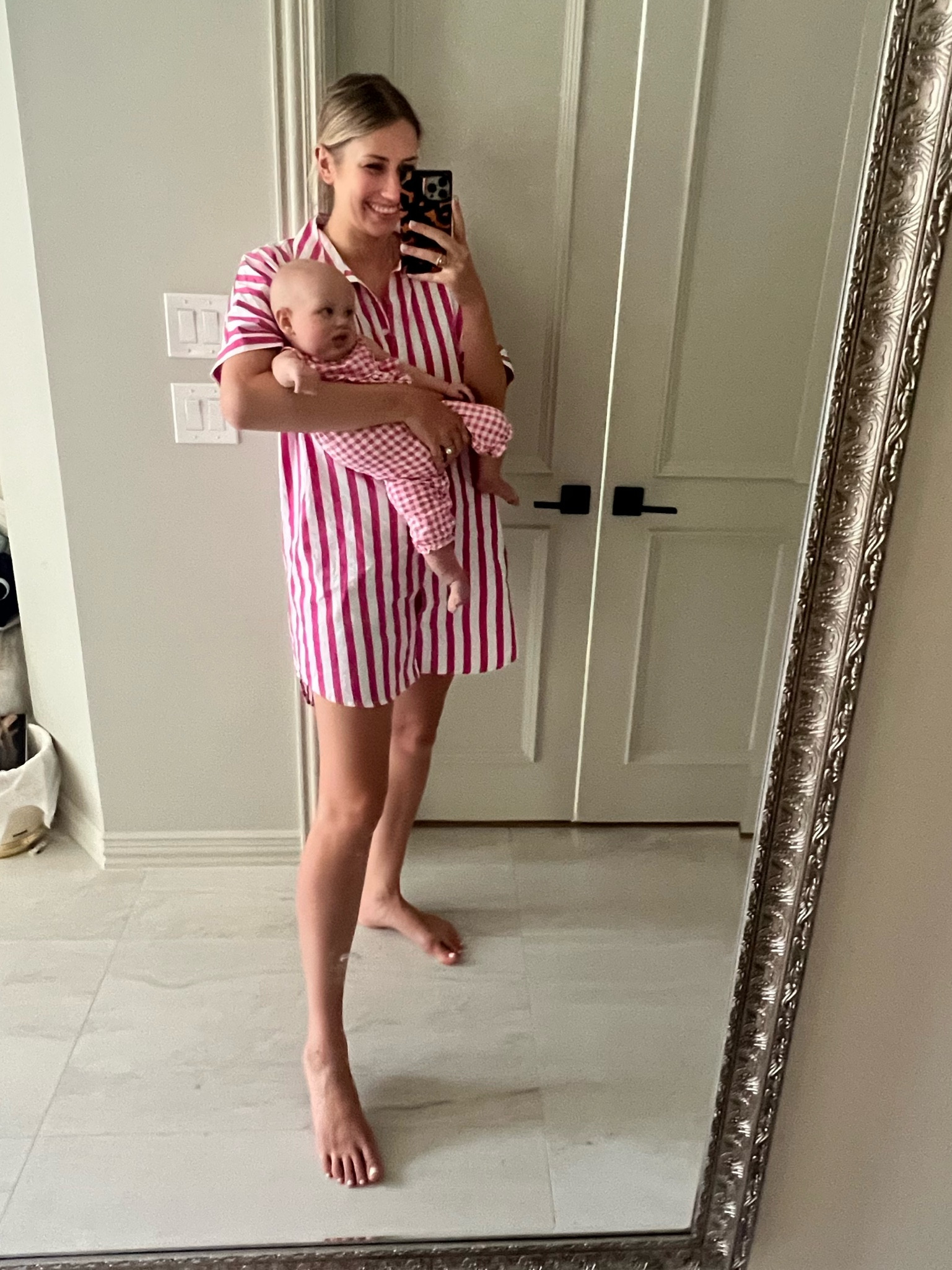 Pink stripe shirt dress with buttons down the front. Thick fabric and long enough for me! I’m 6’0” wearing size large. #tall #targetdress #summerdress 

#LTKSeasonal #LTKstyletip #LTKunder50