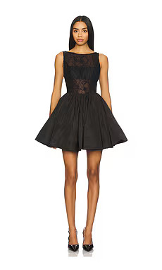 AMUR Lainey Boat Neck Mini Dress in Black from Revolve.com | Revolve Clothing (Global)