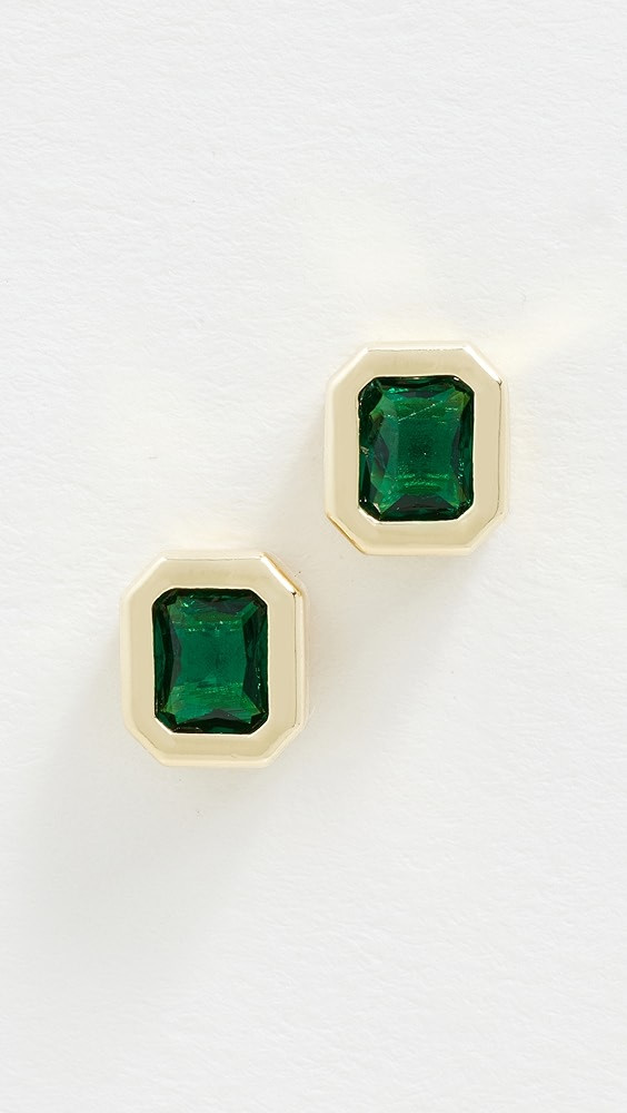 By Adina Eden Bezel Baguette Stud Earrings | Shopbop | Shopbop