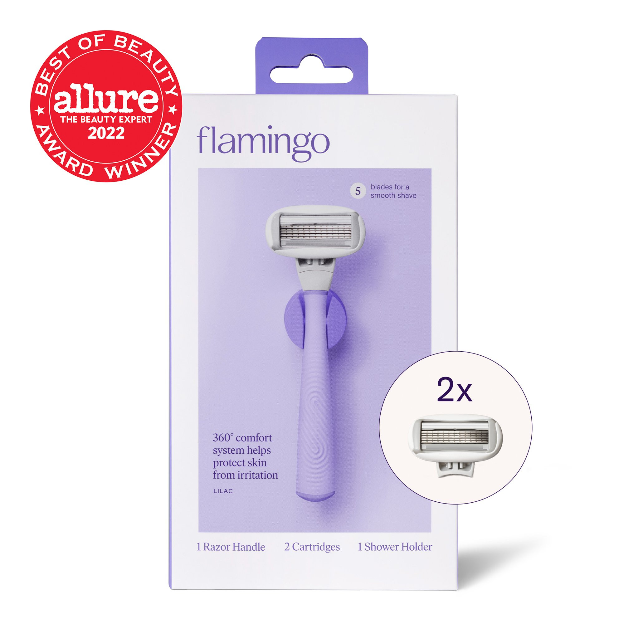 Flamingo Women's 5-Blade Manual Razor Handle and 2 Razor Blade Refills, Lilac - Walmart.com | Walmart (US)