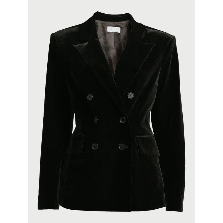 Sofia Jeans Women's Velvet Double-Breasted Blazer, Sizes XS-3XL - Walmart.com | Walmart (US)
