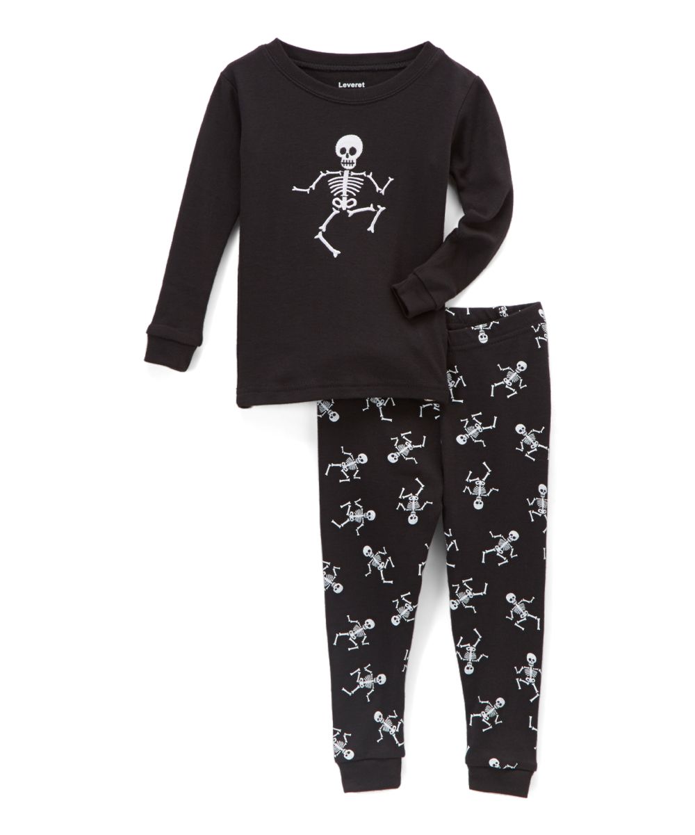 Leveret Sleep Bottoms - Black Skeleton Pajama Set - Infant, Toddler & Kids | Zulily