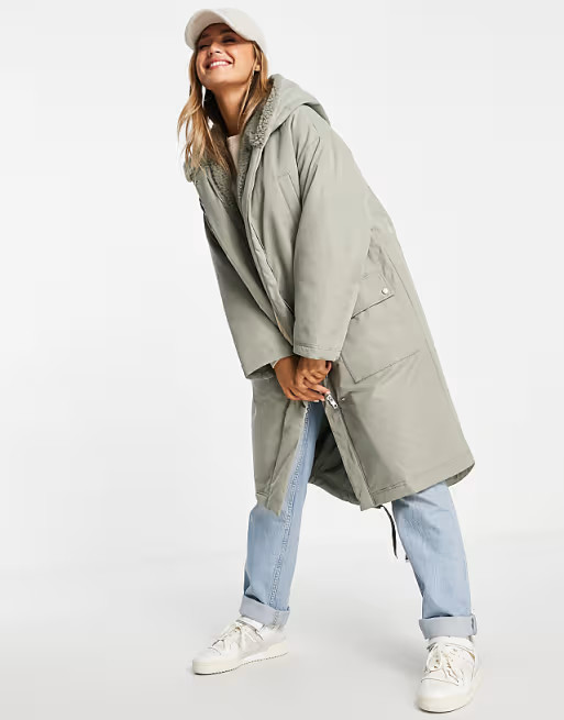 ASOS DESIGN waterfall parka coat in sage | ASOS | ASOS (Global)