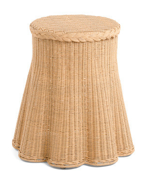 22in Cullman Round Rattan Scalloped Accent Table | Marshalls