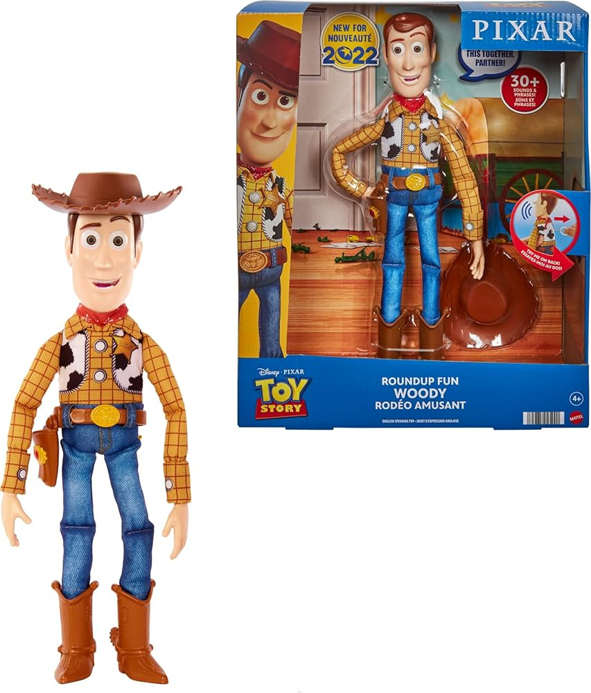 Mattel Disney Pixar Toy Story Roundup Fun Woody Large Talking Posable Figure, 12 Inches Tall with... | Amazon (US)