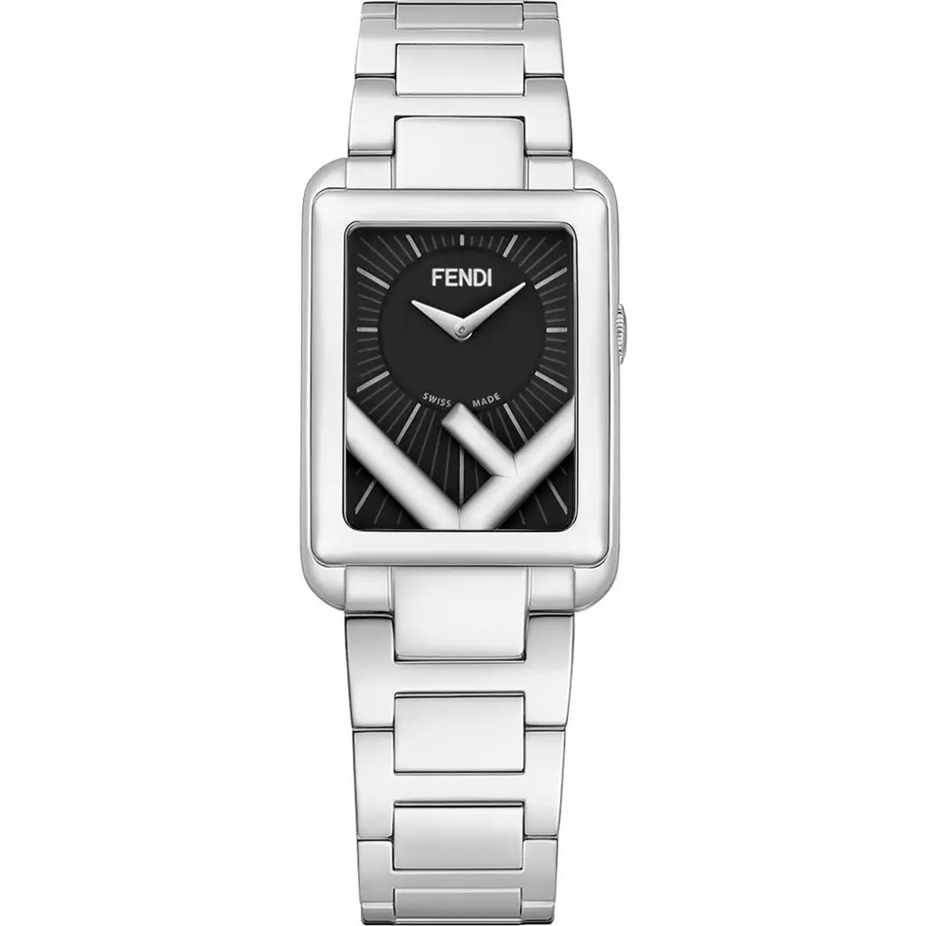Fendi Run Away Rectangle Bracelet Watch, 22.5mm x 32mm in Silver/Black/Silver at Nordstrom Rack | Nordstrom Rack