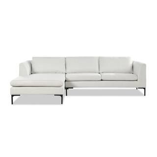 Jennifer Taylor Weylyn 102 in. LAF Chaise Sectional Sofa, Alabaster Off White Polyester (2-Piece)... | The Home Depot