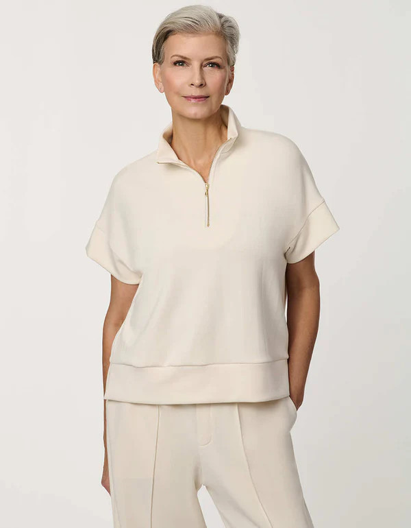 Half-Zip Scuba Pullover Top | Bernardo Fashions