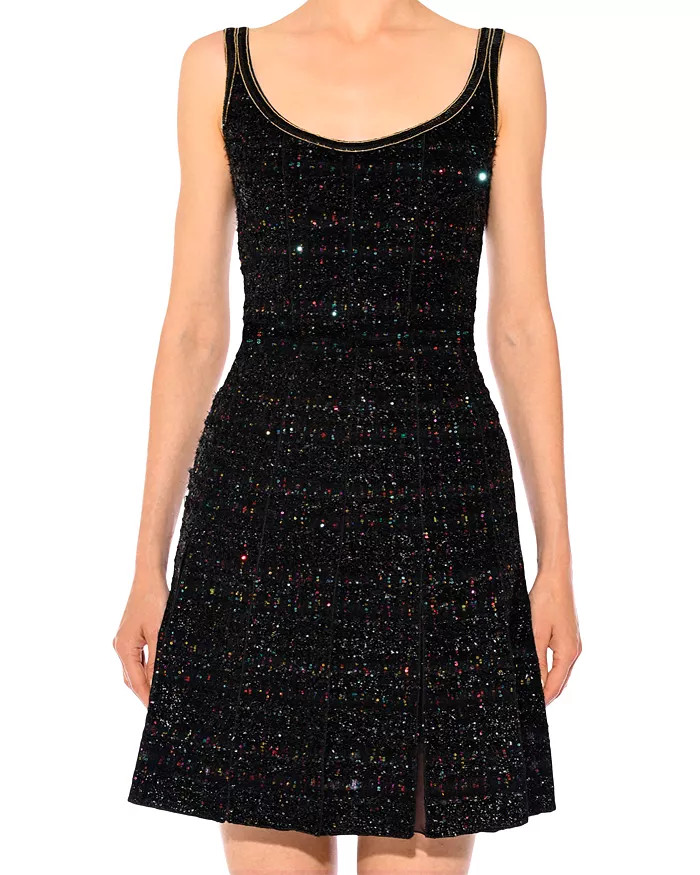 Sleeveless Tweed & Chiffon Pleated Dress | Bloomingdale's (US)