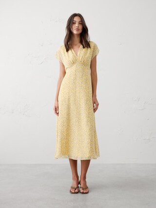 Gathered Empire Midi Dress | Banana Republic Factory