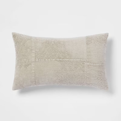 Oversized Washed Pieced Chenille Lumbar Throw Pillow Sage - Threshold™ | Target