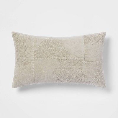 Oversized Washed Pieced Chenille Lumbar Throw Pillow Sage - Threshold&#8482; | Target