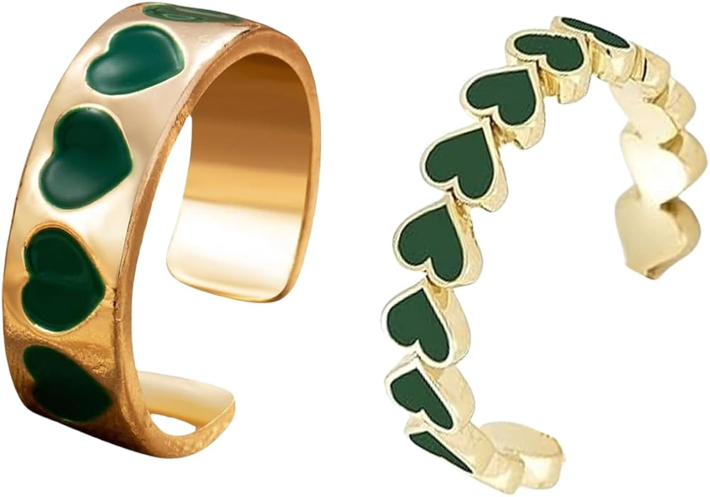 Caiyao 2 Pcs Colorful Enamel Cute Sweet Heart Plain Stackable Finger Ring Gold Band Rings Set Fri... | Amazon (US)