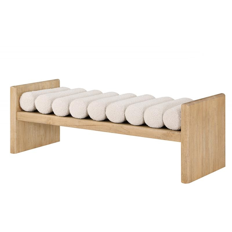 First of a kind Modern Bench with Solid Wood Finish & Cream Boucle seat, Contemporary Boucle Kitc... | Amazon (US)