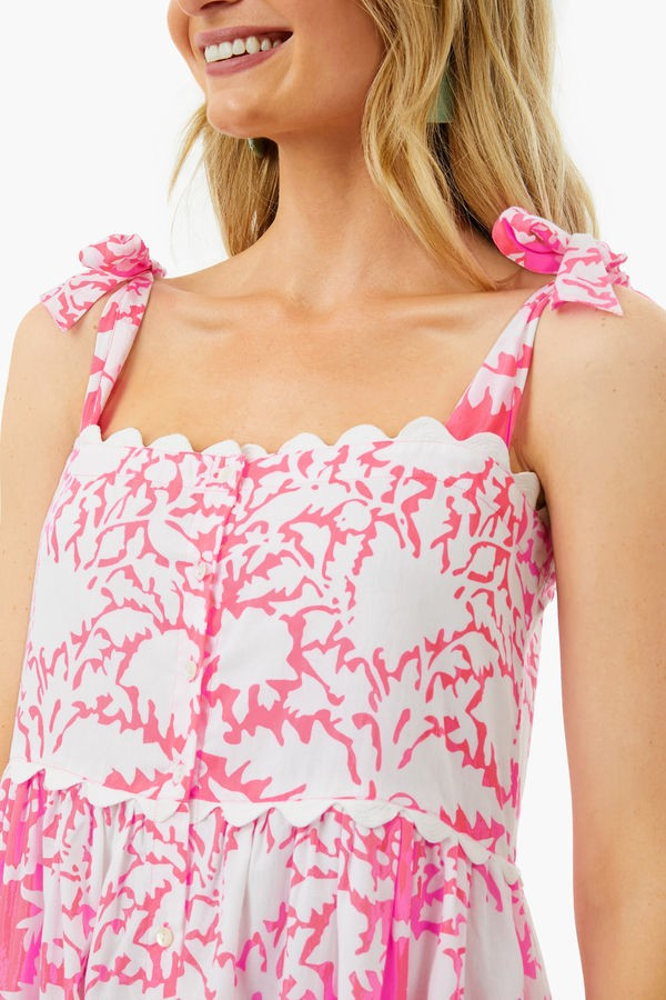 Fuchsia Palladio Print Tie Shoulder Dress | Juliet Dunn | Tuckernuck (US)