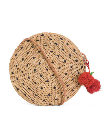 Small Alma Embroidered Raffia Crossbody With Cherry Charms | TJ Maxx