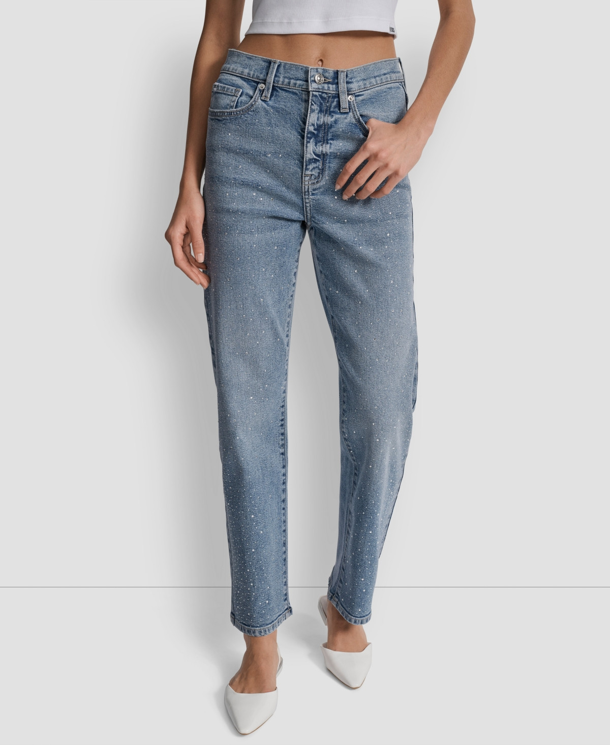 Dkny Jeans Women's High Rise Straight Fit Embellished Jeans - Jasper | Macy's