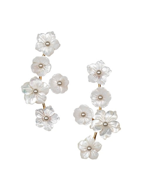 Zaria 24K-Gold-Plated & Mother-Of-Pearl Flower Drop Earrings | Saks Fifth Avenue