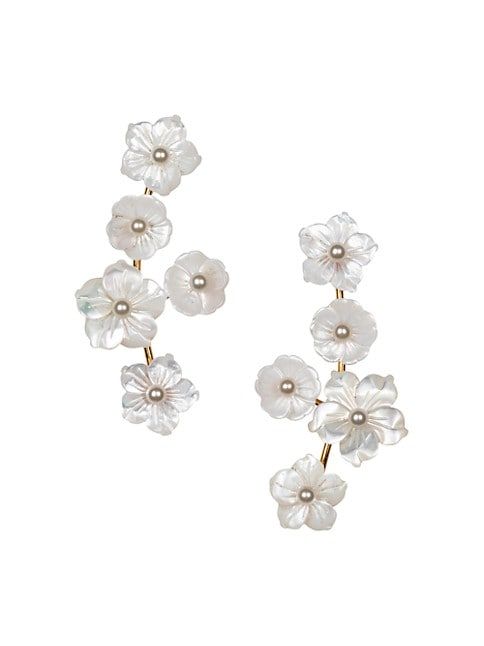 Zaria 24K-Gold-Plated & Mother-Of-Pearl Flower Drop Earrings | Saks Fifth Avenue